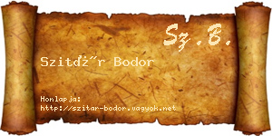 Szitár Bodor névjegykártya